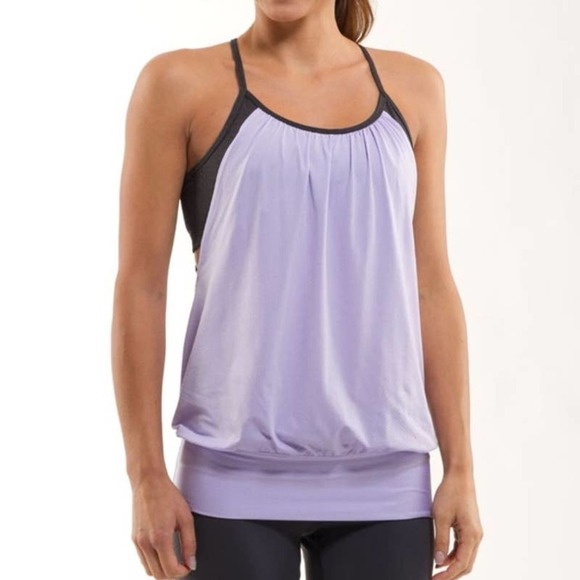 Lululemon No Limit Tank Top 4 Classic Sport Grey Lolo Purple Layered‎ - Picture 7 of 8